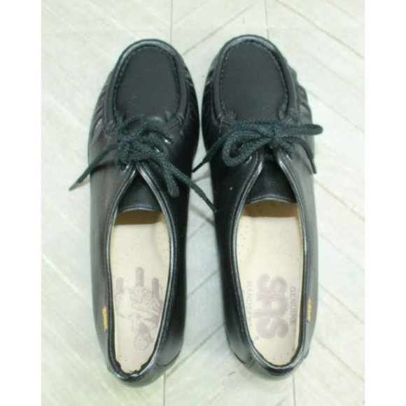 SAS Black Leather Slip On Moccasins Loafer Ankle Shoes Size 8 Narrow - Picture 6 of 7